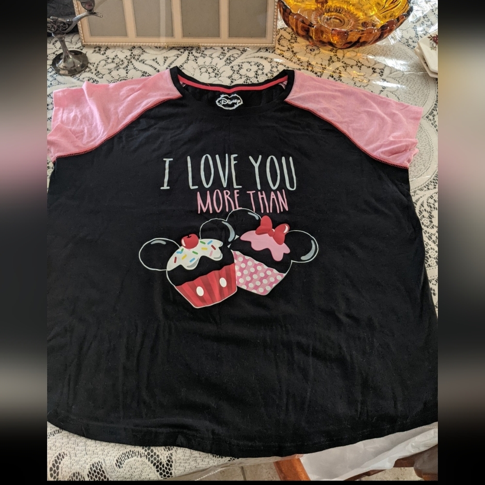 Disney Mickey Mouse Couple Tshirt Cupcake Blouse Top Love Romance Valentine